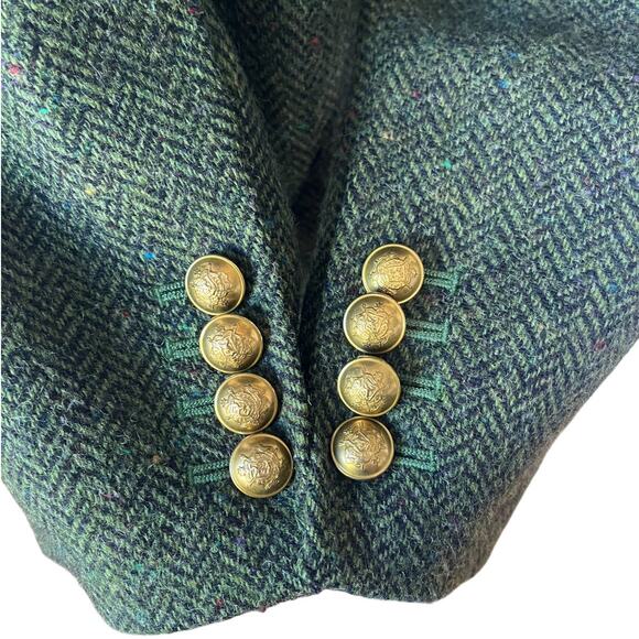 J.Crew Bristol Blazer Jacket Double Breasted Herringbone Wool Green Size 8 - Picture 9 of 10